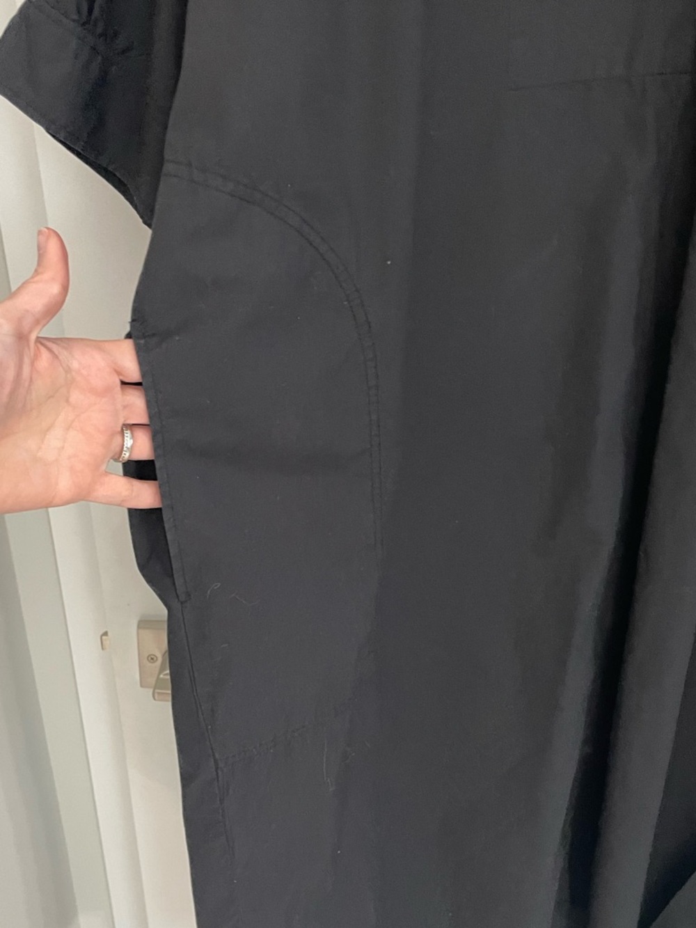 Oska Encila Midi Dress Black Cotton Poplin Lagenlook Slow Fashion Designer   L18 - Picture 9 of 13